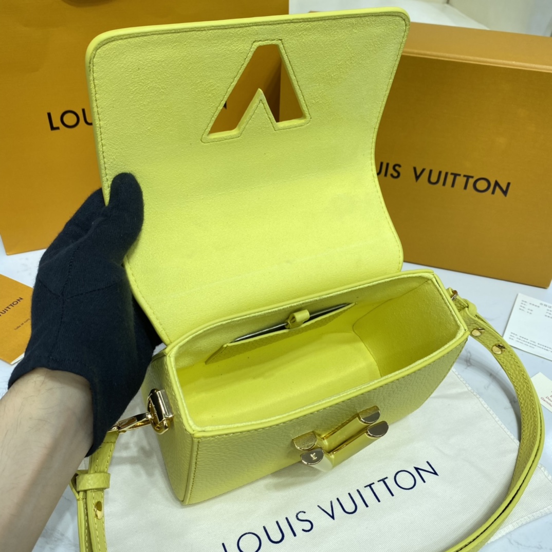 Louis Vuitton TWIST PM Handbag Taurillon Leather M58571 Ginger Yellow